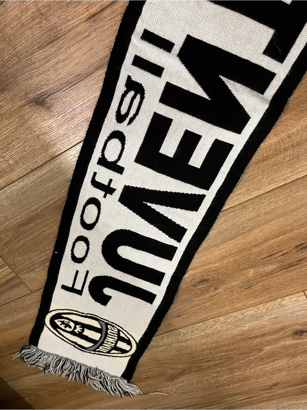 Juventus Black & White Football Scarf with Crest